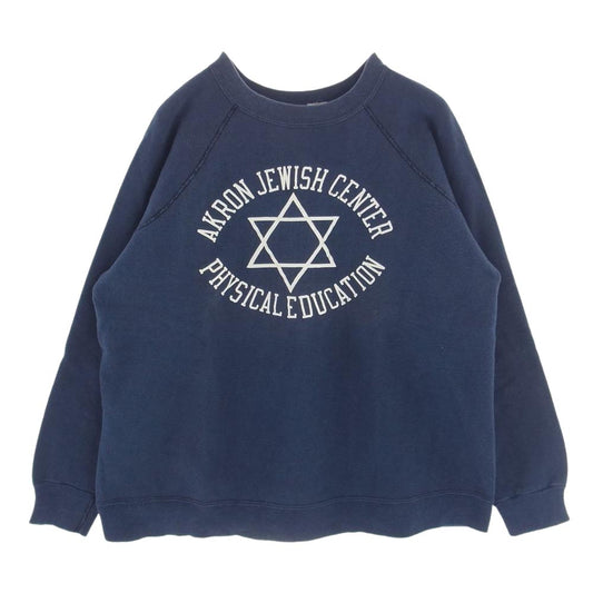 Champion チャンピオン ヴィンテージ 70s 80s バータグ プリント ラグラン スウェット ネイビー系 L【中古】