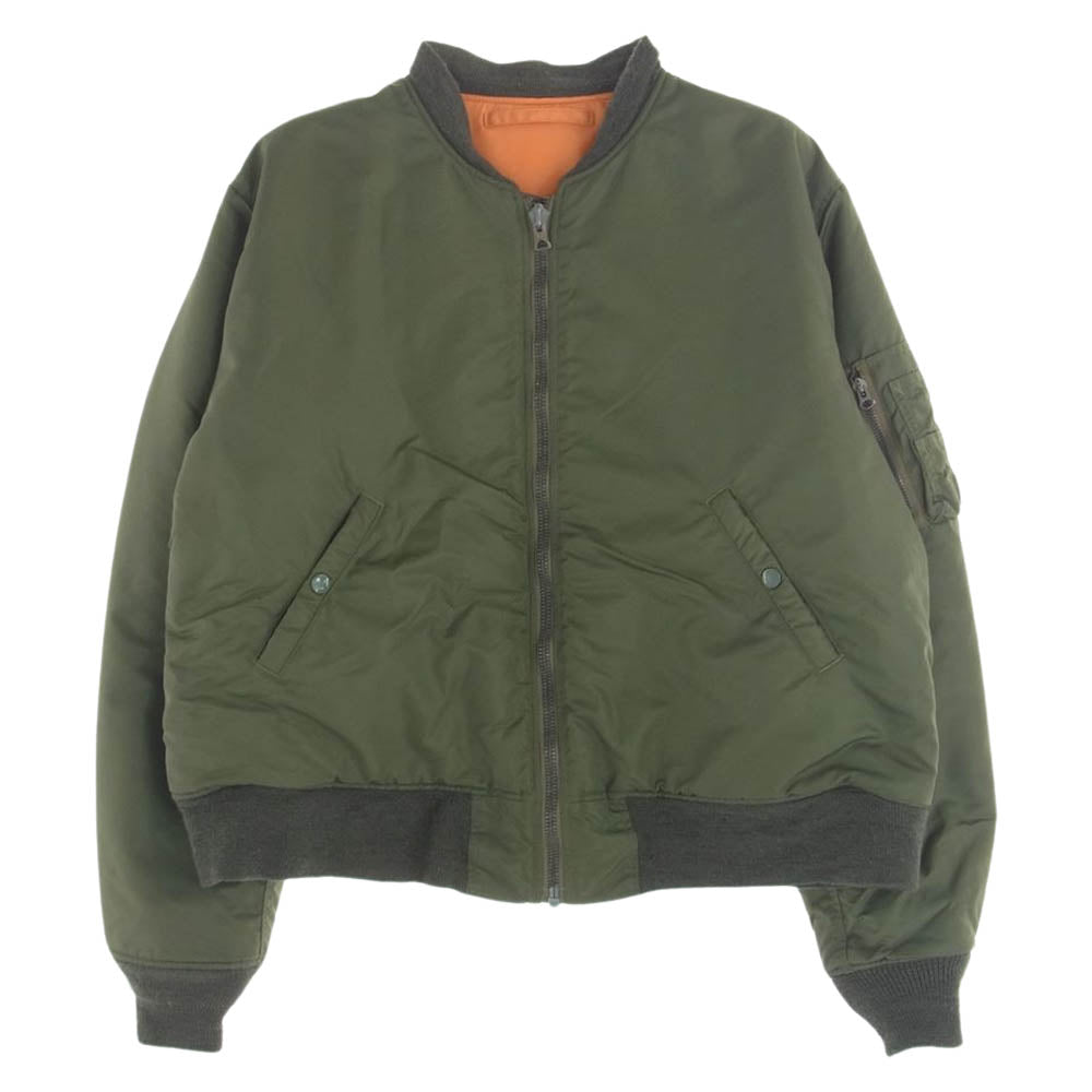 Buzz Rickson's バズリクソンズ US1140 × UNUSED × BEAMS アンユーズド ビームス MA-1 フライト ジャケット モスグリーン系 オレンジ系 2【中古】