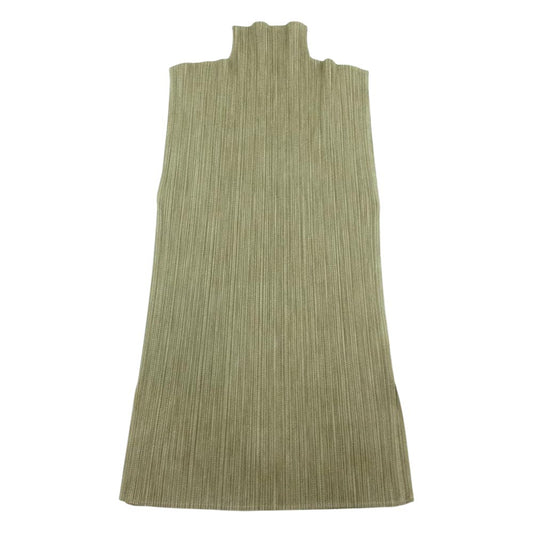 PLEATS PLEASE プリーツプリーズ イッセイミヤケ PP71-JK203 プリーツ加工 シャドープリント ノースリーブ プルオーバー カットソー トップス カーキ系 3【中古】