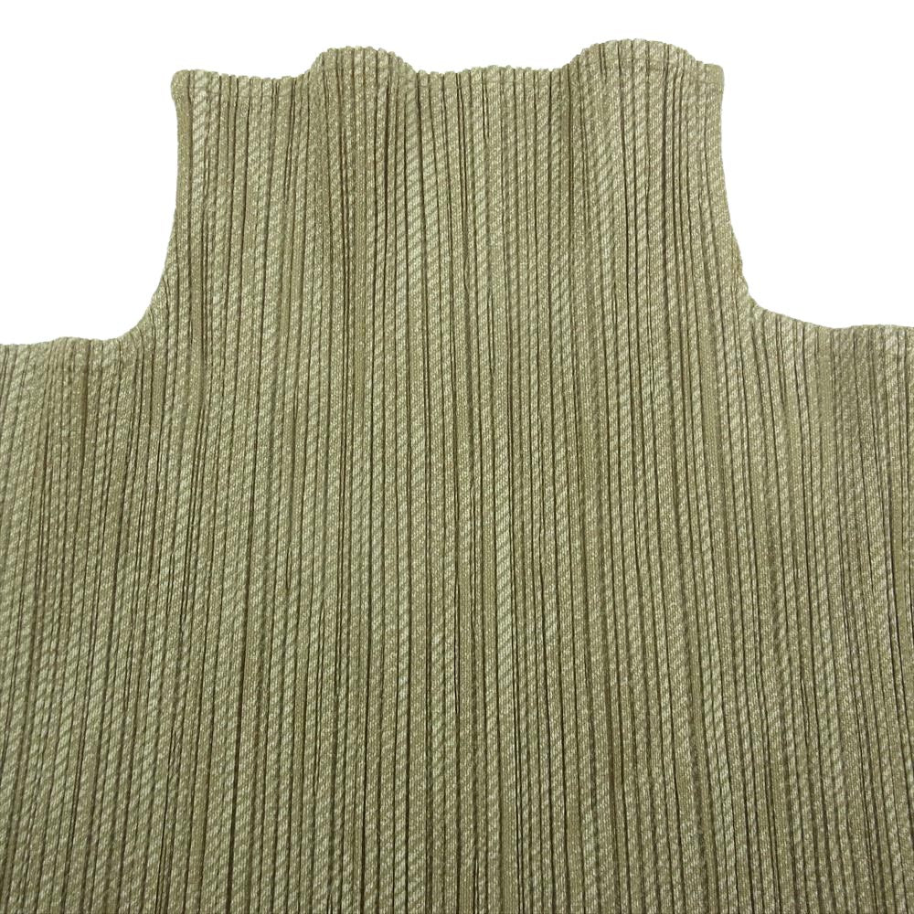 PLEATS PLEASE プリーツプリーズ イッセイミヤケ PP71-JK203 プリーツ加工 シャドープリント ノースリーブ プルオーバー カットソー トップス カーキ系 3【中古】