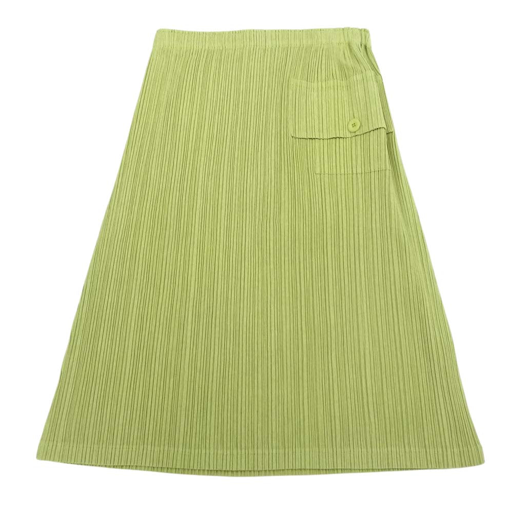 PLEATS PLEASE プリーツプリーズ イッセイミヤケ PP71-JG454 プリーツ加工 カーゴポケット付き ひざ丈 スカート ライトグリーン系 4【中古】
