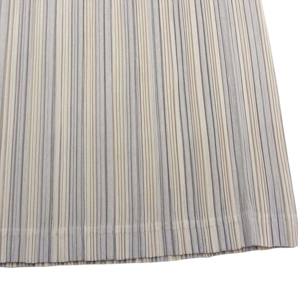 PLEATS PLEASE プリーツプリーズ イッセイミヤケ 07SS PP71-JG644 プリーツ加工 ストライプ ひざ丈 スカート  オフホワイト系 グレー系 4【中古】