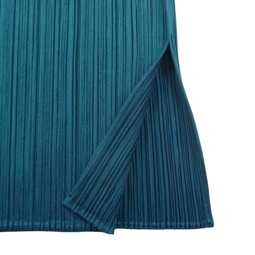 PLEATS PLEASE プリーツプリーズ イッセイミヤケ PP43-JT128 プリーツ加工 細プリーツ ノースリーブ ワンピース グリーン系 3【中古】