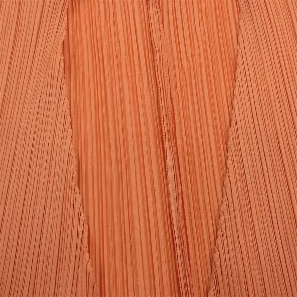 PLEATS PLEASE プリーツプリーズ イッセイミヤケ PP61-J0207 プリーツ加工 細プリーツ Vネック ボタンレス ロング カーディガン オレンジ系 4【中古】
