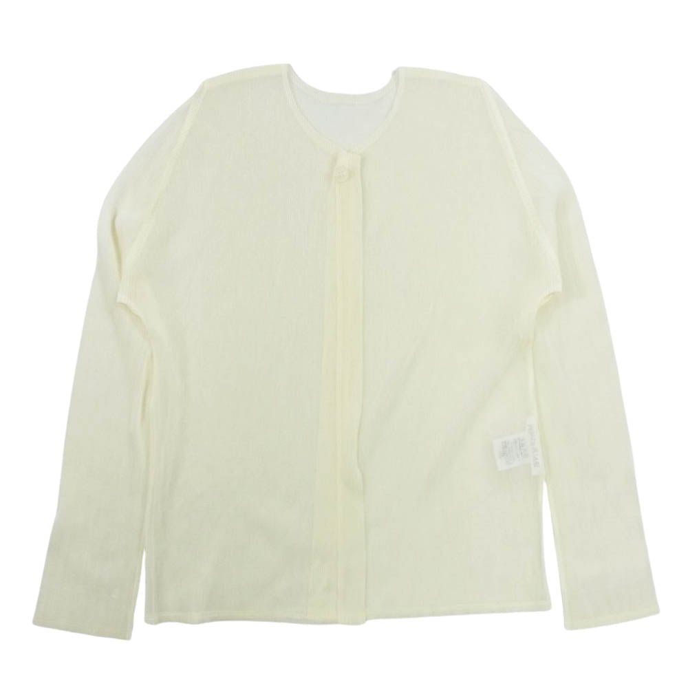 PLEATS PLEASE プリーツプリーズ イッセイミヤケ PP01-F0524 プリーツ加工 メッシュ カーディガン クリーム イエロー系 3【中古】