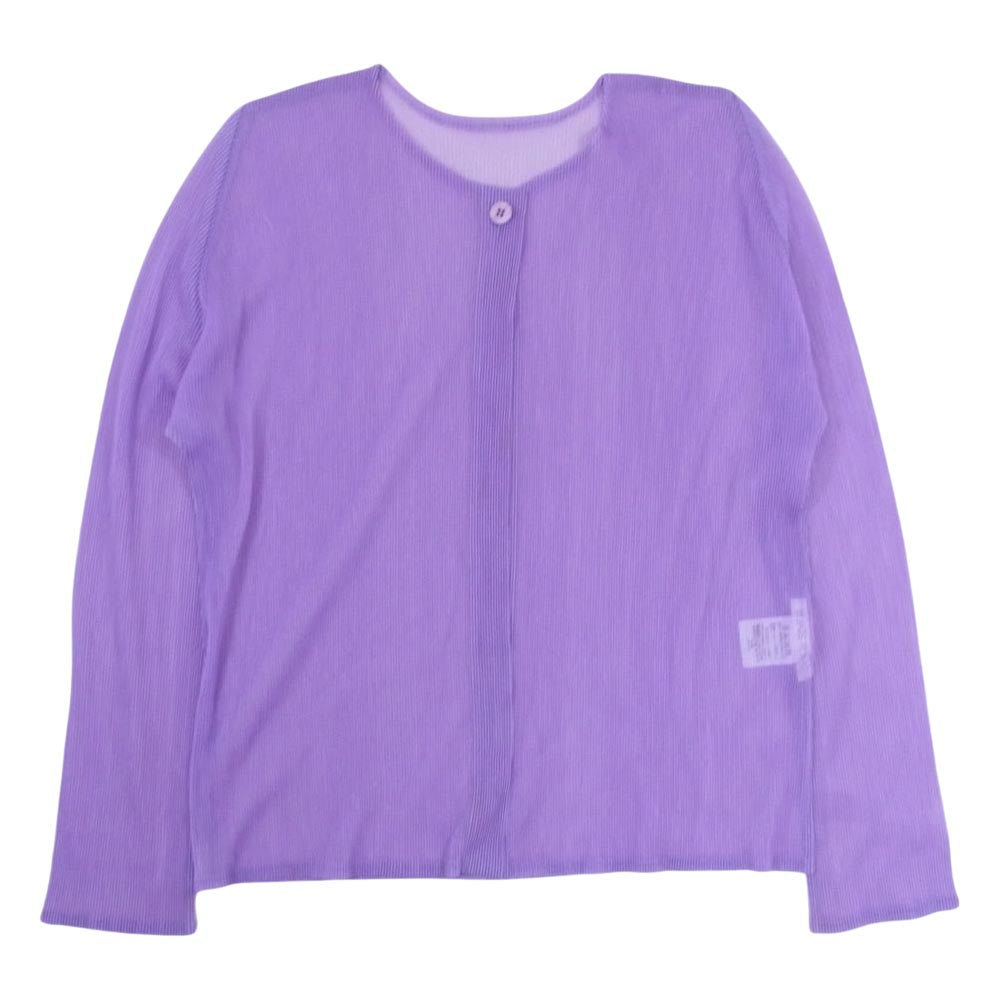 PLEATS PLEASE プリーツプリーズ イッセイミヤケ PP01-F0524 プリーツ加工 メッシュ カーディガン ラベンダー パープル系 3【中古】