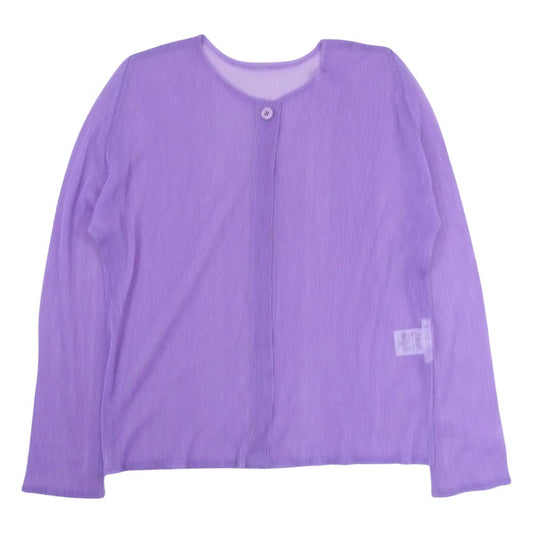 PLEATS PLEASE プリーツプリーズ イッセイミヤケ PP01-F0524 プリーツ加工 メッシュ カーディガン ラベンダー パープル系 3【中古】