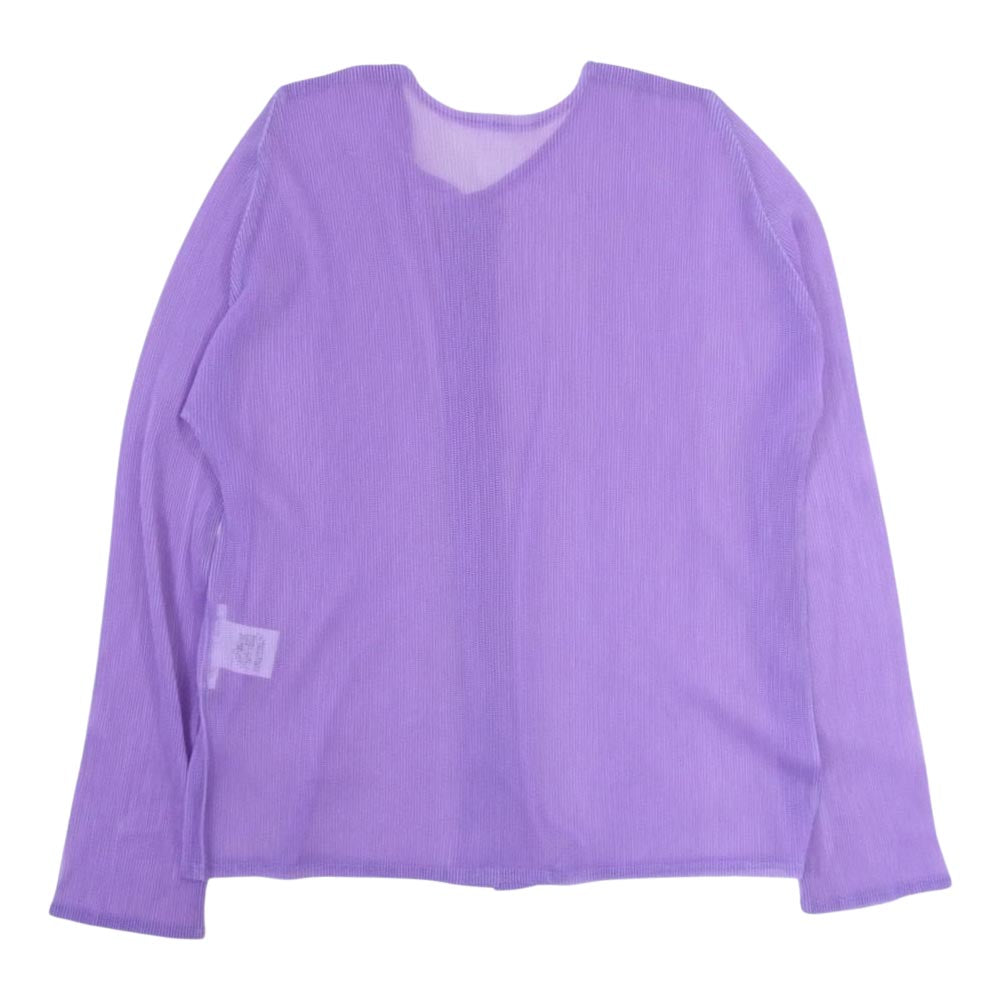 PLEATS PLEASE プリーツプリーズ イッセイミヤケ PP01-F0524 プリーツ加工 メッシュ カーディガン ラベンダー パープル系 3【中古】