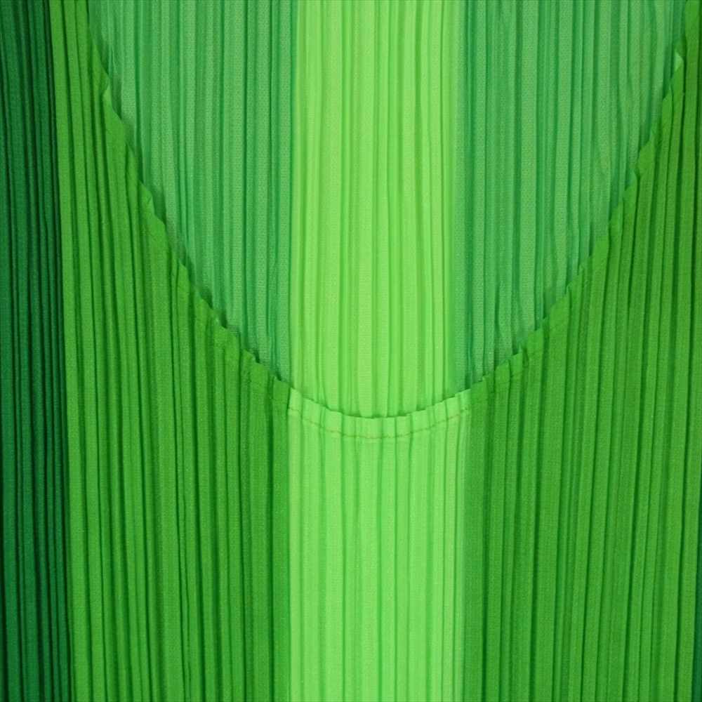 PLEATS PLEASE プリーツプリーズ イッセイミヤケ PP02-JH301 プリーツ加工 チェック ノースリーブ ロング ワンピース グリーン系 3【中古】