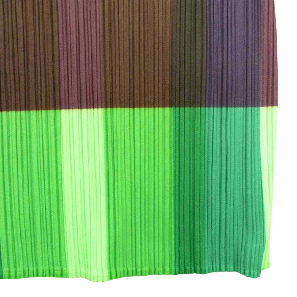 PLEATS PLEASE プリーツプリーズ イッセイミヤケ PP02-JH301 プリーツ加工 チェック ノースリーブ ロング ワンピース グリーン系 3【中古】
