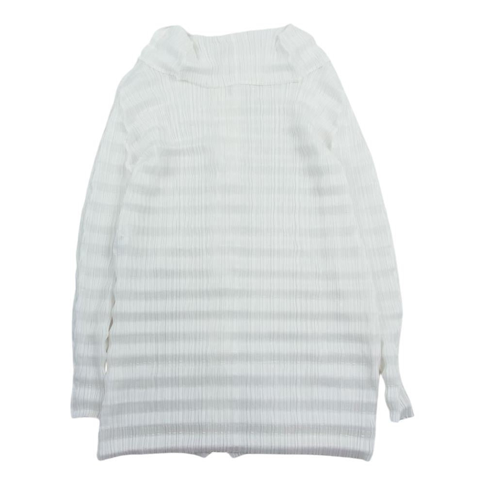PLEATS PLEASE プリーツプリーズ イッセイミヤケ PP23-JC792 プリーツ加工 ウェーブ セーラーカラー ハイネック ジップカーディガン ジャケット ホワイト系 3【中古】
