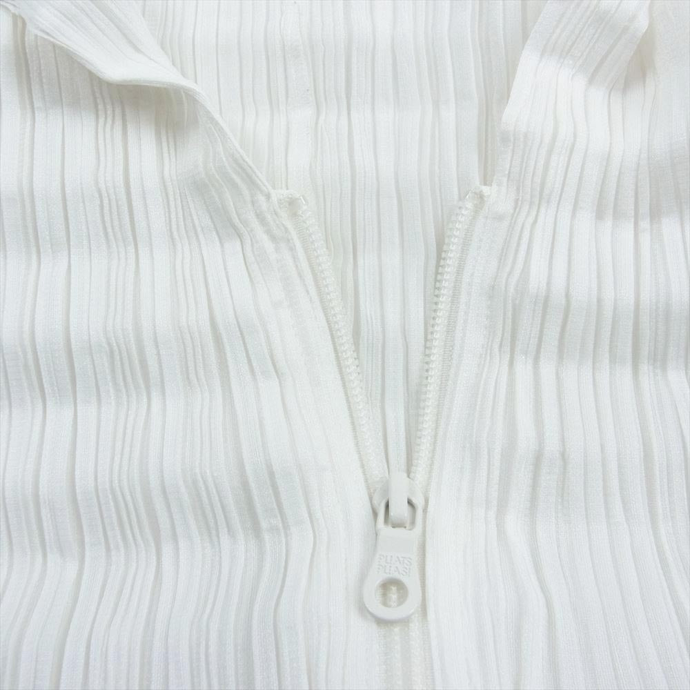 PLEATS PLEASE プリーツプリーズ イッセイミヤケ PP23-JC792 プリーツ加工 ウェーブ セーラーカラー ハイネック ジップカーディガン ジャケット ホワイト系 3【中古】