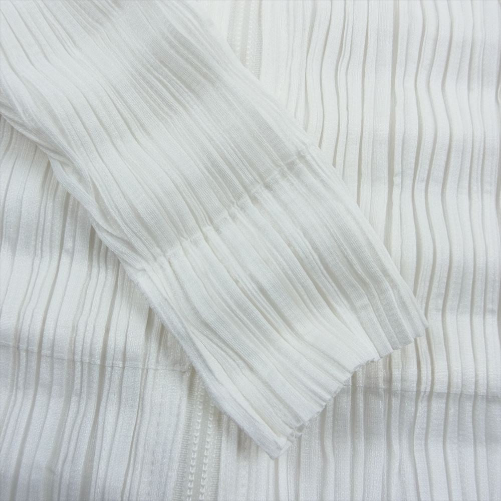 PLEATS PLEASE プリーツプリーズ イッセイミヤケ PP23-JC792 プリーツ加工 ウェーブ セーラーカラー ハイネック ジップカーディガン ジャケット ホワイト系 3【中古】