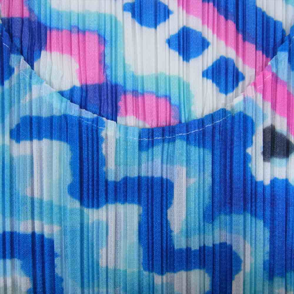 PLEATS PLEASE プリーツプリーズ イッセイミヤケ PP41-JH716 プリーツ加工 総柄 ノースリーブ ロング ワンピース ピンク ブルー系 4【中古】