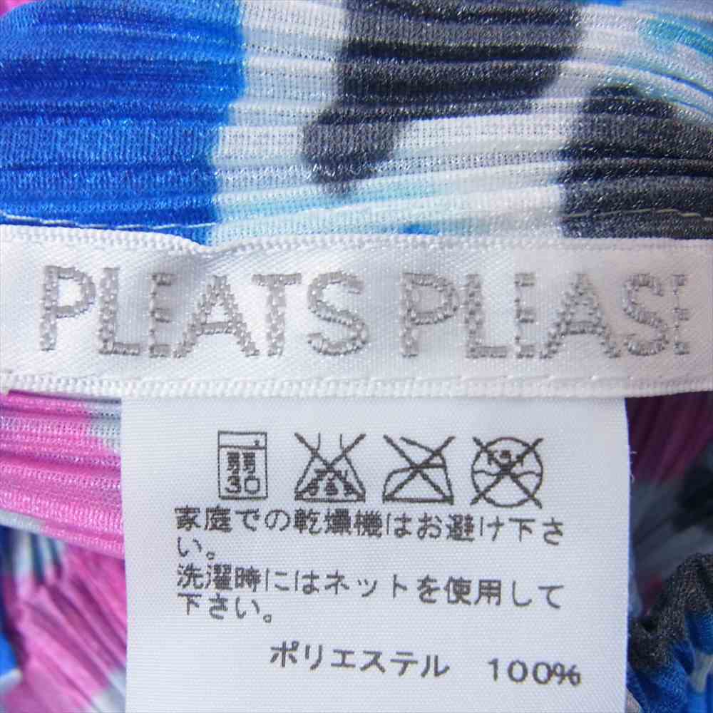 PLEATS PLEASE プリーツプリーズ イッセイミヤケ PP41-JH716 プリーツ加工 総柄 ノースリーブ ロング ワンピース ピンク ブルー系 4【中古】