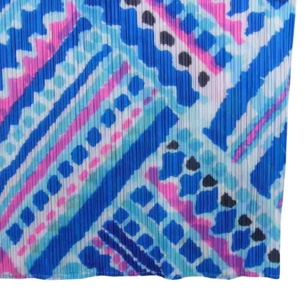 PLEATS PLEASE プリーツプリーズ イッセイミヤケ PP41-JH716 プリーツ加工 総柄 ノースリーブ ロング ワンピース ピンク ブルー系 4【中古】