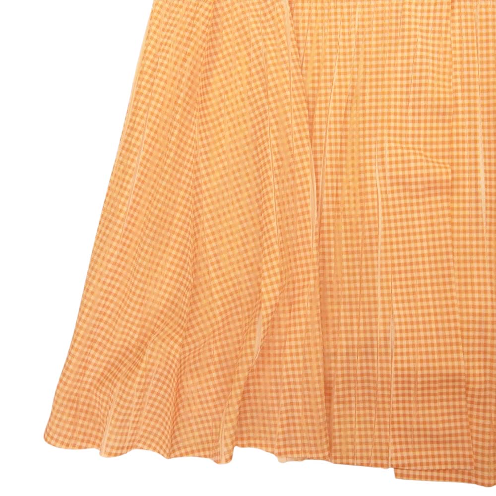 PLEATS PLEASE プリーツプリーズ イッセイミヤケ PP22-JH857 プリーツ加工 転写 プリント チェック シャツ ワンピース オレンジ系 4【中古】