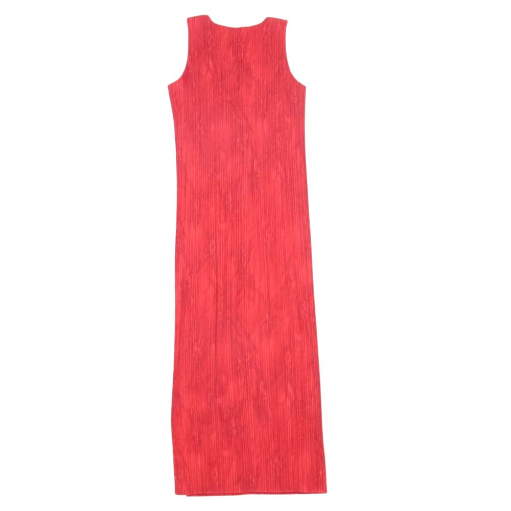 PLEATS PLEASE プリーツプリーズ イッセイミヤケ PP63-JH116 プリーツ加工 タイダイ染め サイドスリット ノースリーブ ワンピース レッド系 2【中古】