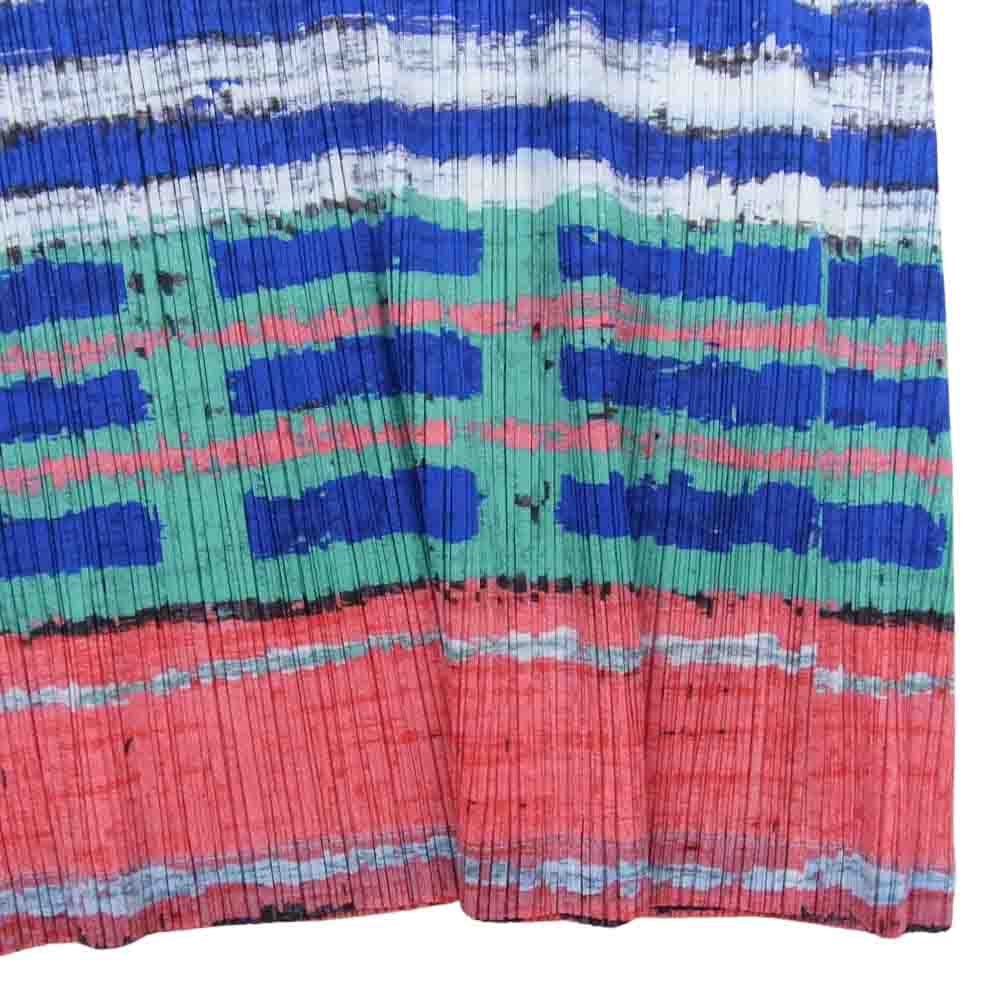 PLEATS PLEASE プリーツプリーズ イッセイミヤケ PP21-JH682 プリーツ加工 プリント ノーカラー ロング ワンピース マルチカラー系 3【中古】