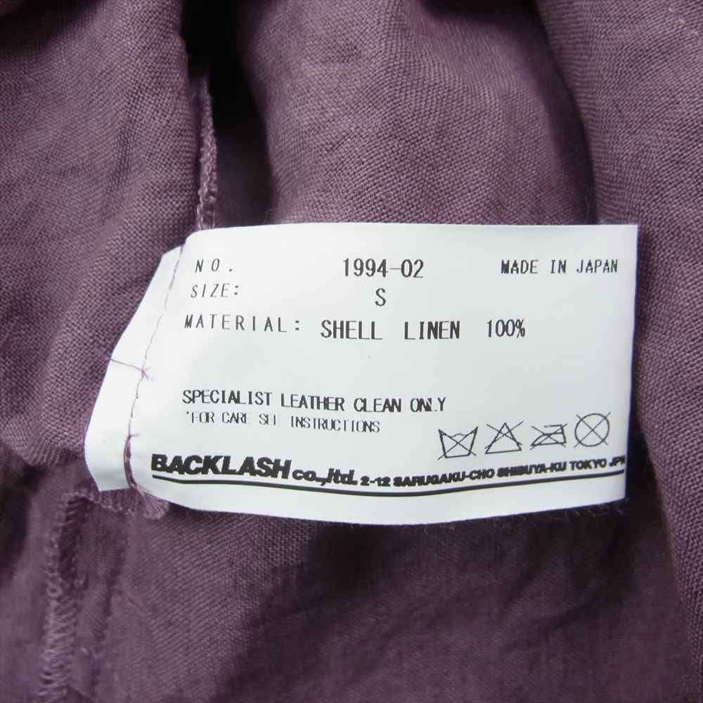 ISAMUKATAYAMA BACKLASH イサムカタヤマバックラッシュ 1994-02 リネンスキッパーシャツ ワインレッド系 S【美品】【中古】