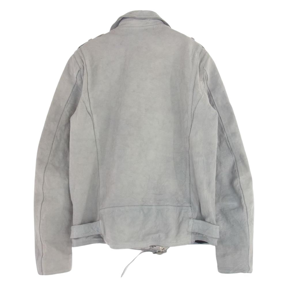 ISAMUKATAYAMA BACKLASH イサムカタヤマバックラッシュ 22AW  10014 ISAMU KATAYAMA JAPAN CALF NATURAL DYED GARMENT WASH DOUBLE RIDERS ジャパン カーフタンニン鞣し 製品洗い ダブル ライダース グレー系 M【美品】【中古】