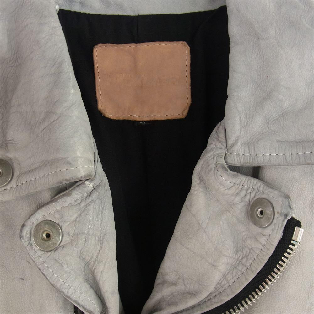 ISAMUKATAYAMA BACKLASH イサムカタヤマバックラッシュ 22AW  10014 ISAMU KATAYAMA JAPAN CALF NATURAL DYED GARMENT WASH DOUBLE RIDERS ジャパン カーフタンニン鞣し 製品洗い ダブル ライダース グレー系 M【美品】【中古】
