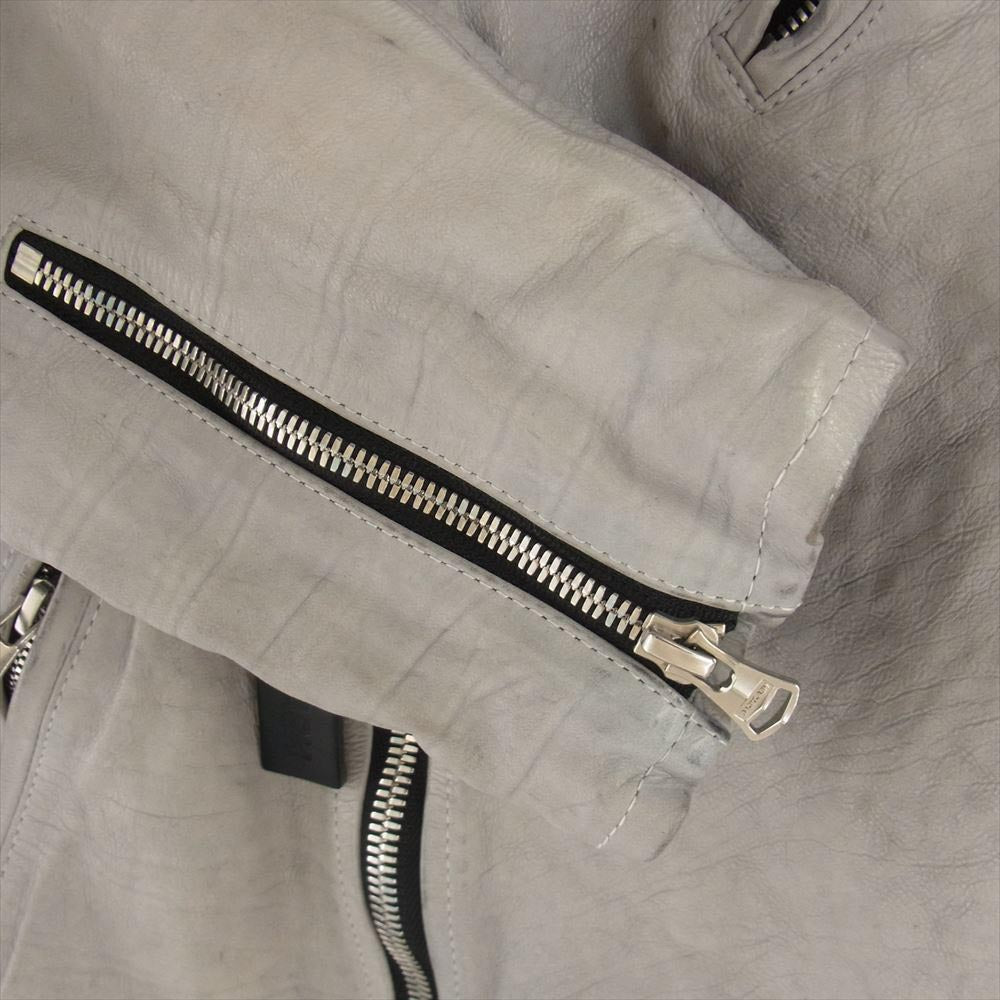 ISAMUKATAYAMA BACKLASH イサムカタヤマバックラッシュ 22AW  10014 ISAMU KATAYAMA JAPAN CALF NATURAL DYED GARMENT WASH DOUBLE RIDERS ジャパン カーフタンニン鞣し 製品洗い ダブル ライダース グレー系 M【美品】【中古】