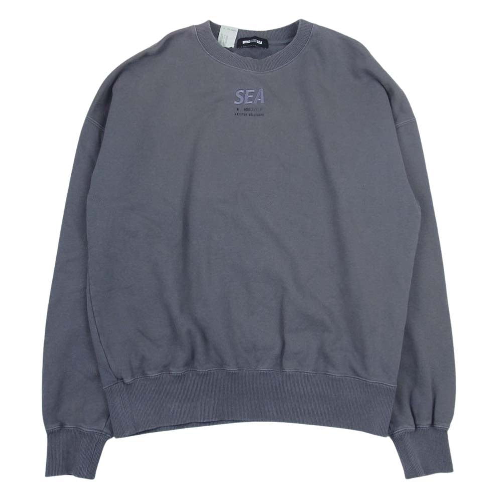 WIND AND SEA ウィンダンシー 21AW NHWS-005 × N.HOOLYWOOD エヌハリウッド ロゴ刺繍 スウェット トレーナー グレー系 S【中古】