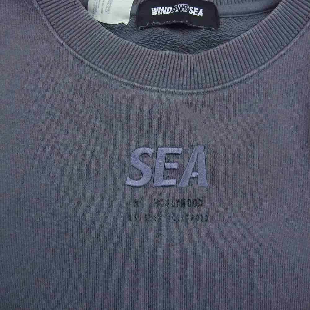 WIND AND SEA ウィンダンシー 21AW NHWS-005 × N.HOOLYWOOD エヌハリウッド ロゴ刺繍 スウェット トレーナー グレー系 S【中古】