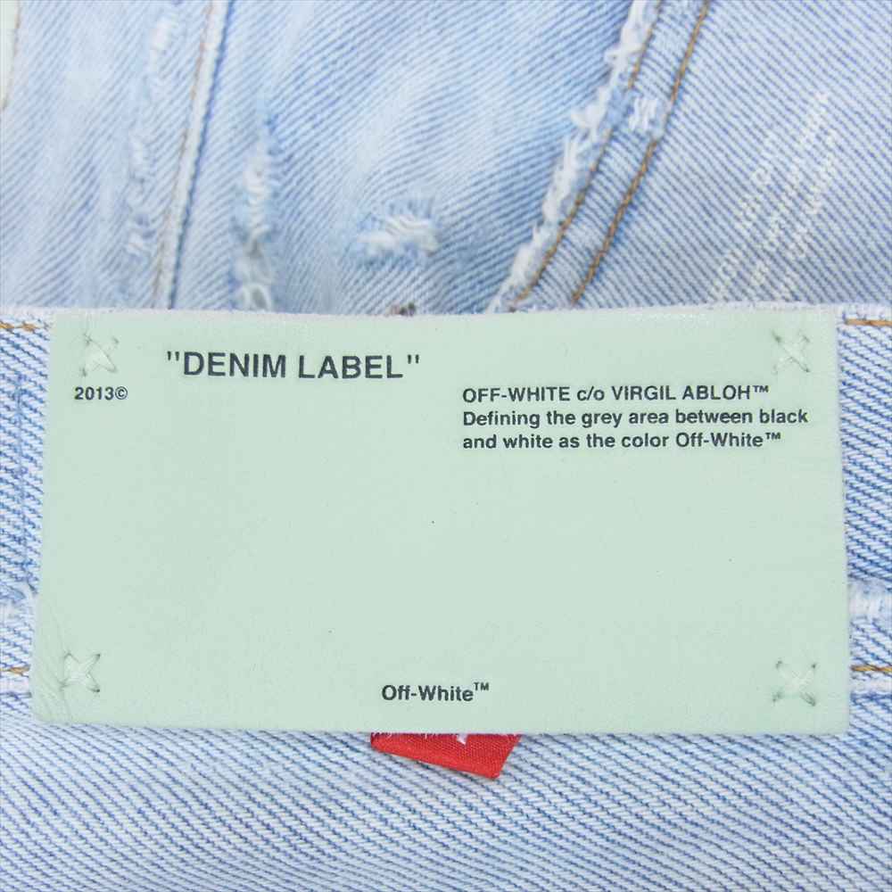 OFF-WHITE オフホワイト OWYA001R18386021 Distressed High-rise Straight leg Jeans ZIP 再構築 デニムパンツ インディゴブルー系 24【中古】