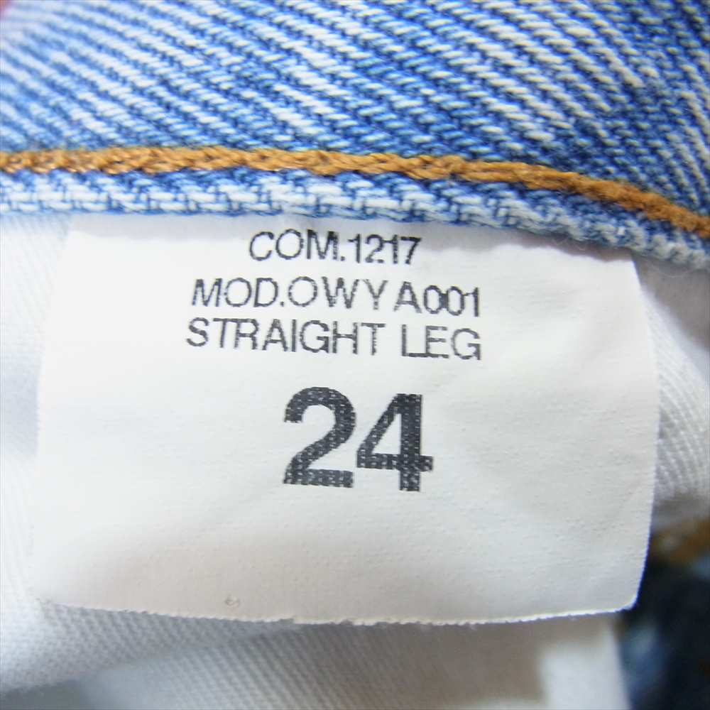 OFF-WHITE オフホワイト OWYA001R18386021 Distressed High-rise Straight leg Jeans ZIP 再構築 デニムパンツ インディゴブルー系 24【中古】
