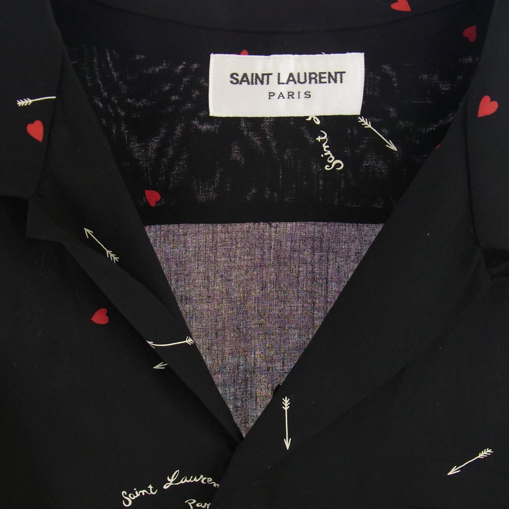 SAINT LAURENT サンローラン 21SS 531956 Y2D48  キューピッド プリント 総柄 半袖シャツ ブラック系 39【中古】