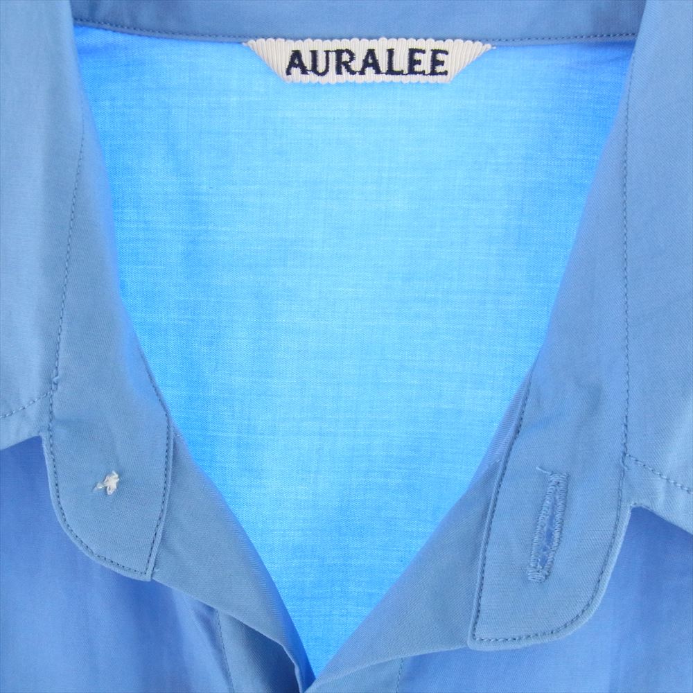 AURALEE オーラリー 23SS A23SS03TN WASHED FINX TWILL BIG HALF SLEEVED SHIRT ウォッシュドフィンクス ツイル ビッグ 半袖 シャツ ライトブルー系 4【中古】