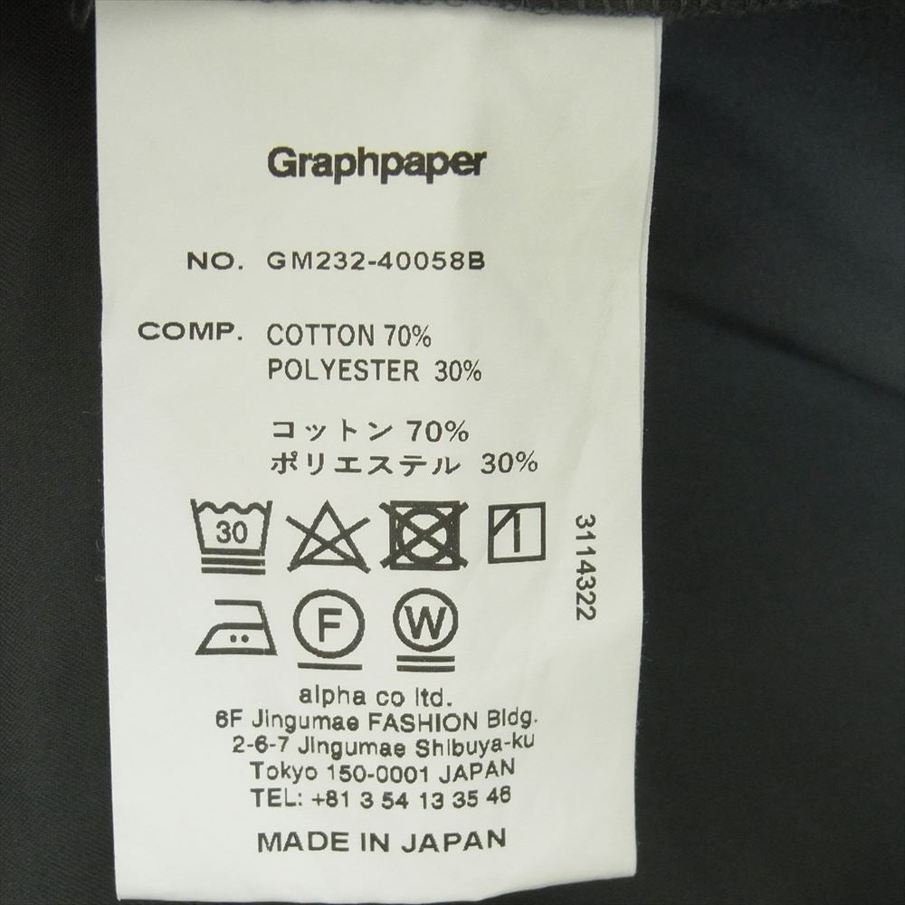 GRAPHPAPER グラフペーパー GM232-40058B Solotex Twill Wide Chef Pants ソロテックス ストレッチ タイプライター ワイド パンツ グレー系 チャコールグレー系 F【中古】