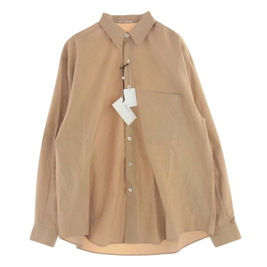 AURALEE オーラリー 23AW A23AS02TN WASHED FINX TWILL BIG SHIRT ウォッシュドフィンクス ツイル ビッグ 長袖 シャツ ライトブラウン系 4【極上美品】【中古】