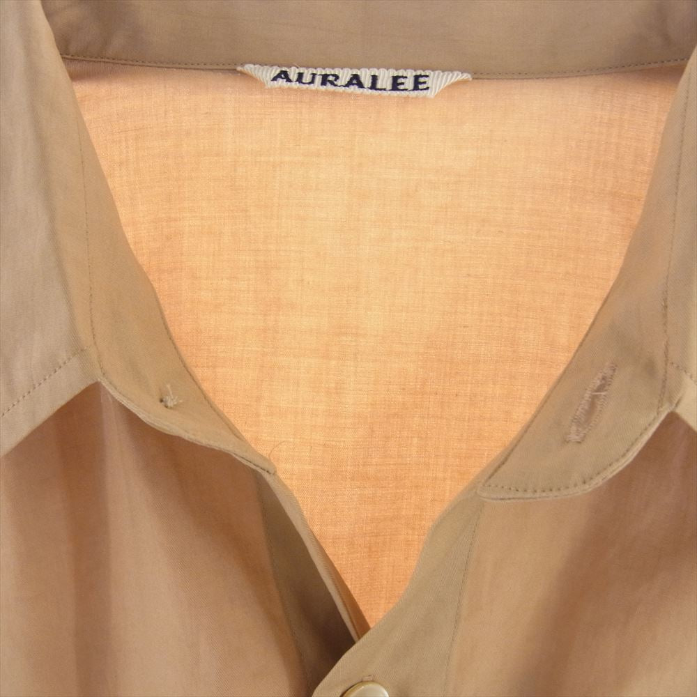 AURALEE オーラリー 23AW A23AS02TN WASHED FINX TWILL BIG SHIRT ウォッシュドフィンクス ツイル ビッグ 長袖 シャツ ライトブラウン系 4【極上美品】【中古】