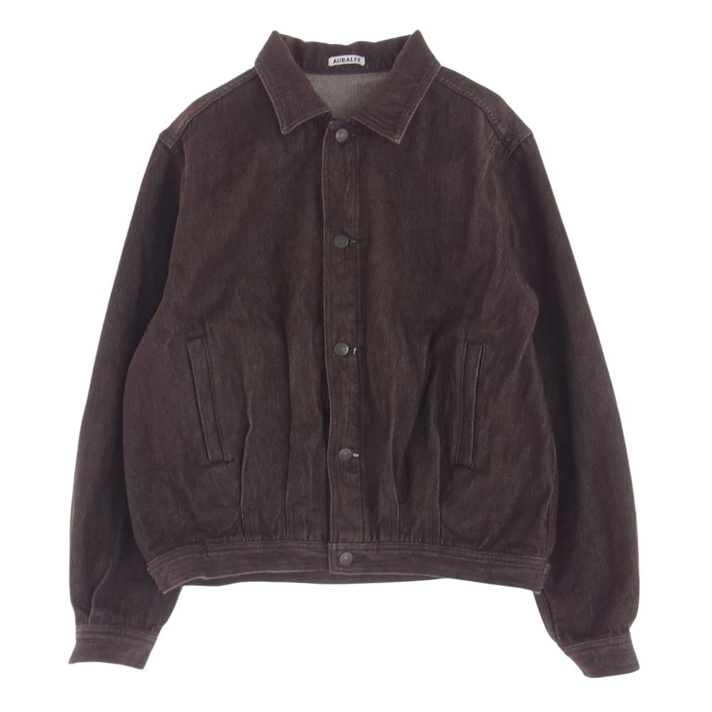 AURALEE オーラリー 21AW  A21AB03DM WASHED HARD TWIST DENIM ハードツイル デニム ジャケット ダークブラウン系 4【美品】【中古】