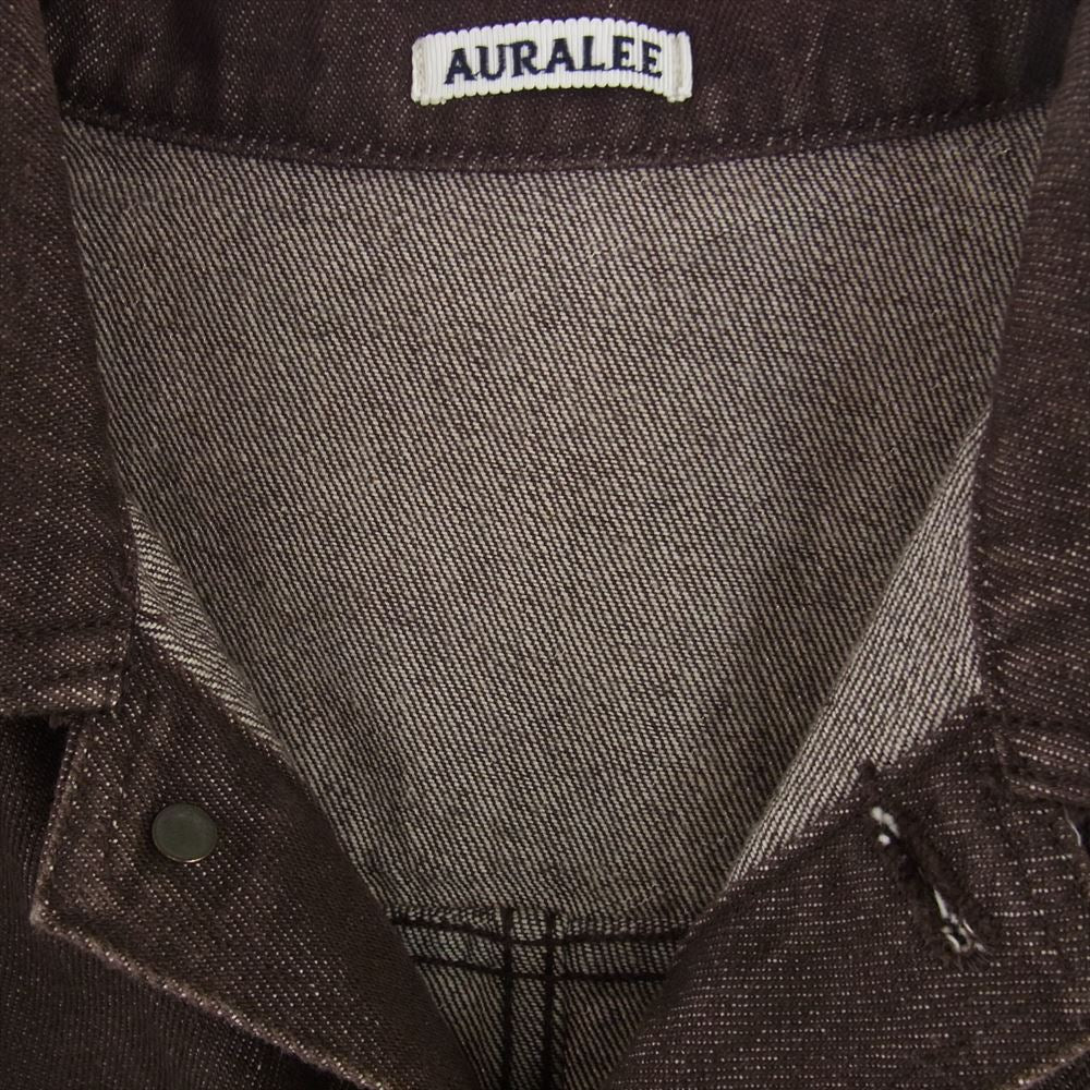 AURALEE オーラリー 21AW  A21AB03DM WASHED HARD TWIST DENIM ハードツイル デニム ジャケット ダークブラウン系 4【美品】【中古】