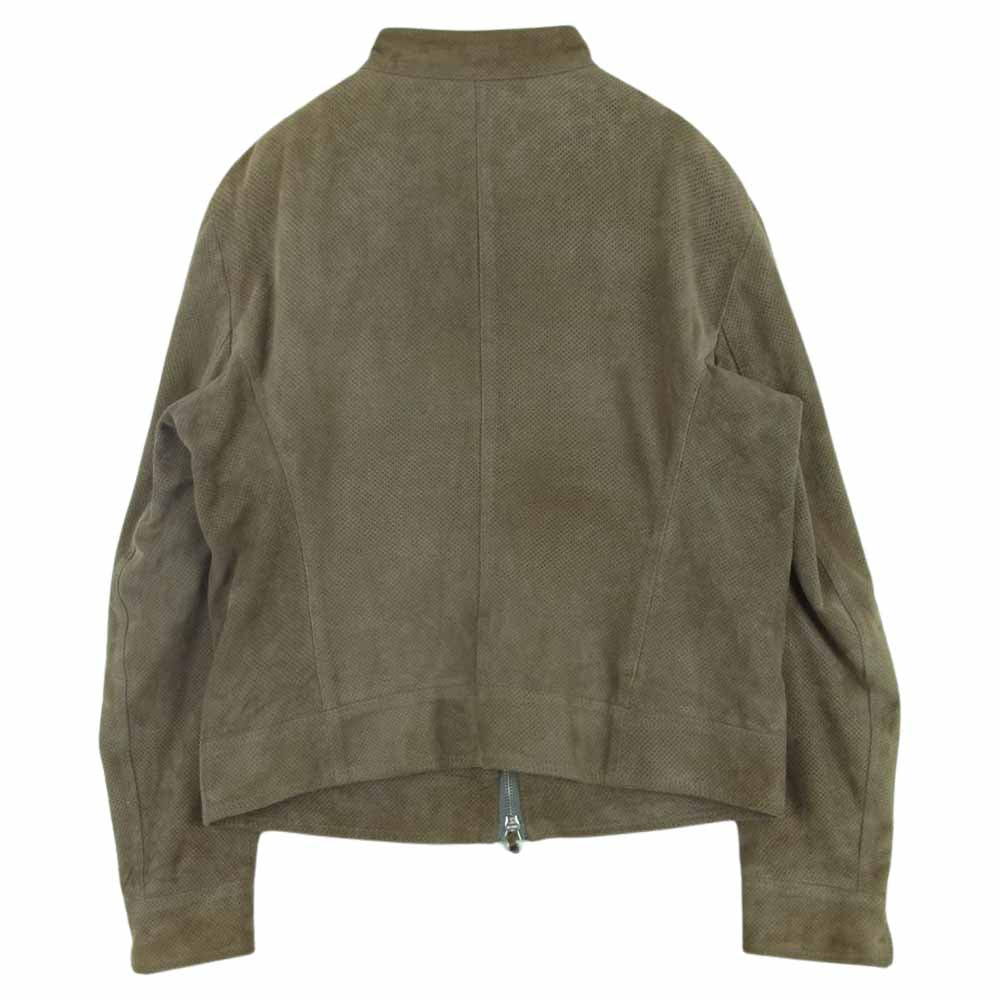 エンメティ 国内正規品 ゴートレザー スエード パンチング シングル ライダース ジャケット イタリア製 グレイッシュブラウン系 48【中古】