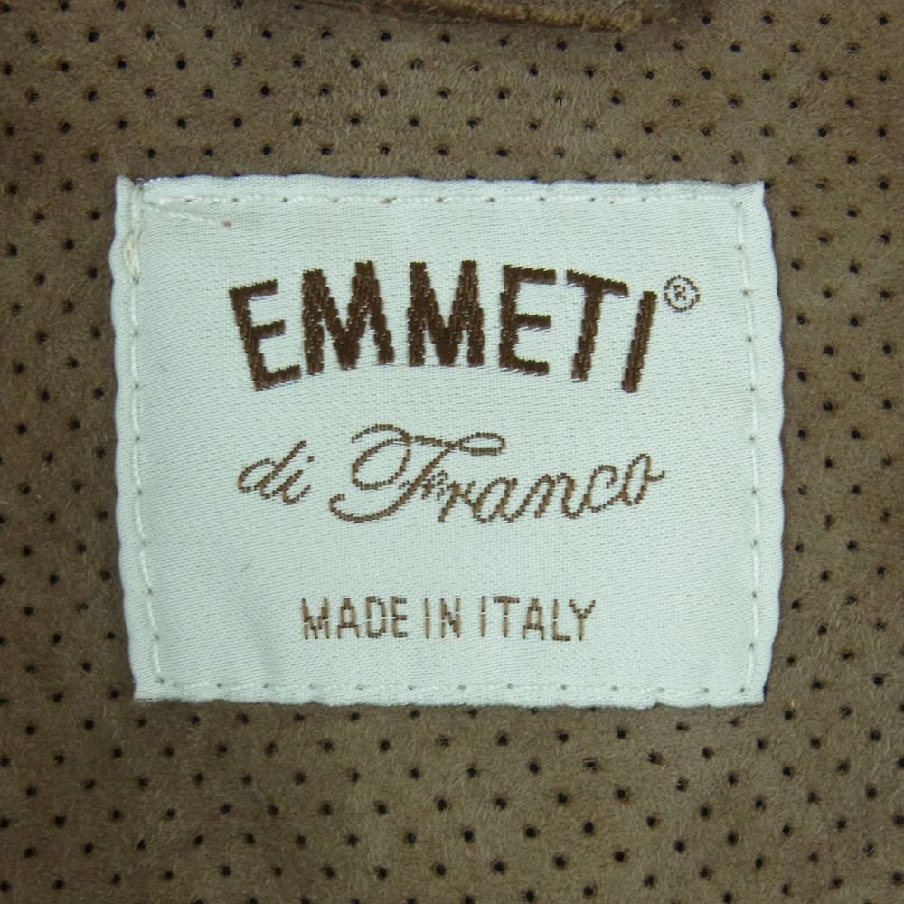 エンメティ 国内正規品 ゴートレザー スエード パンチング シングル ライダース ジャケット イタリア製 グレイッシュブラウン系 48【中古】