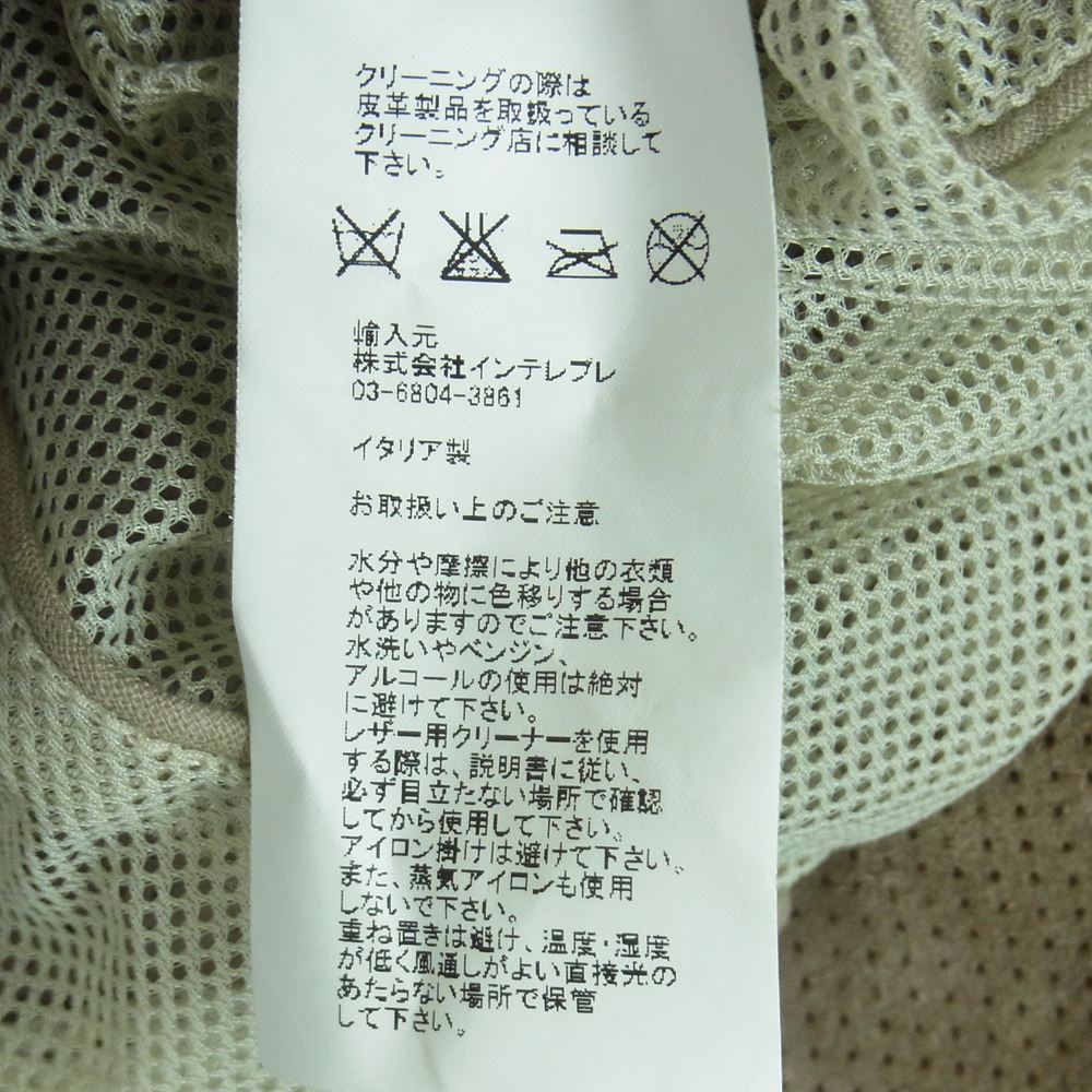 エンメティ 国内正規品 ゴートレザー スエード パンチング シングル ライダース ジャケット イタリア製 グレイッシュブラウン系 48【中古】