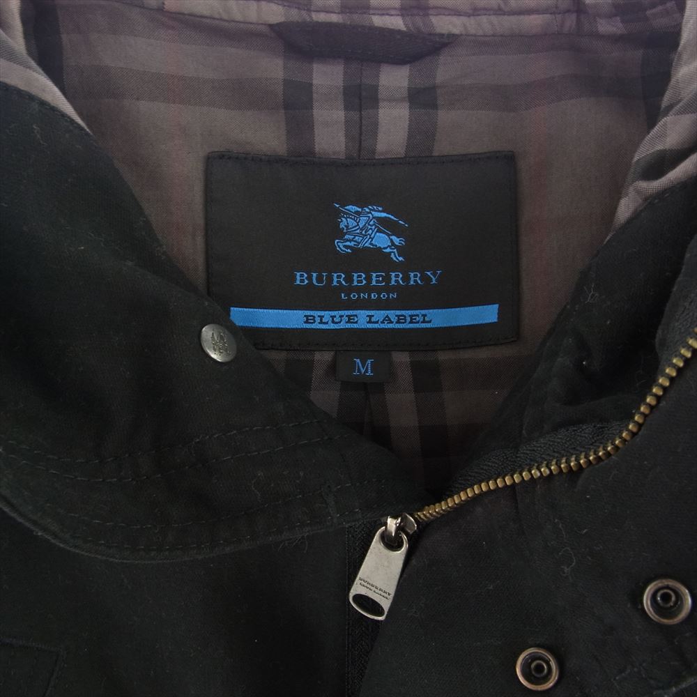 BURBERRY BLUE LABEL バーバリーブルーレーベル FNK39-749-09 コットン モッズ コート ブラック系 M【中古】