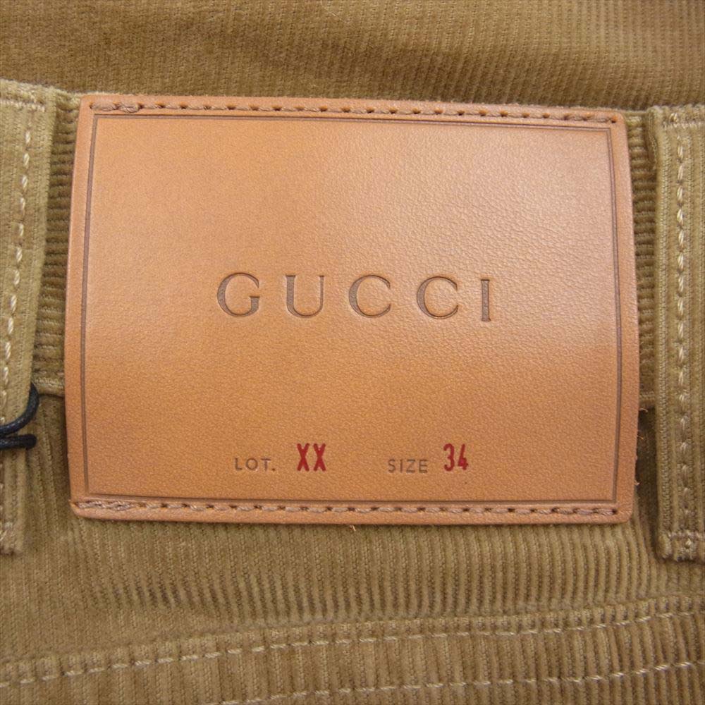 GUCCI グッチ 433623 コーデュロイ ビー 蜂 刺繍 パンツ ベージュ系 34【新古品】【未使用】【中古】