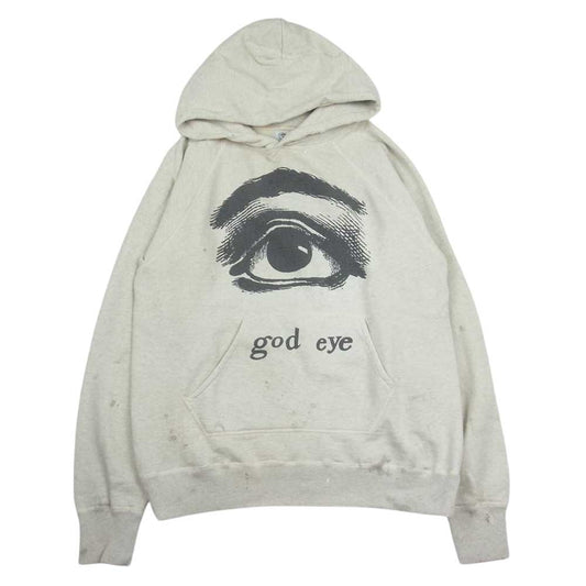 SAINT MICHAEL セントマイケル SM-S21-0000-036 HOODIE アイ ラグランフーディー SAINT Mxxxxxx ユーズド加工 プルオーバー パーカー グレー系 L【中古】