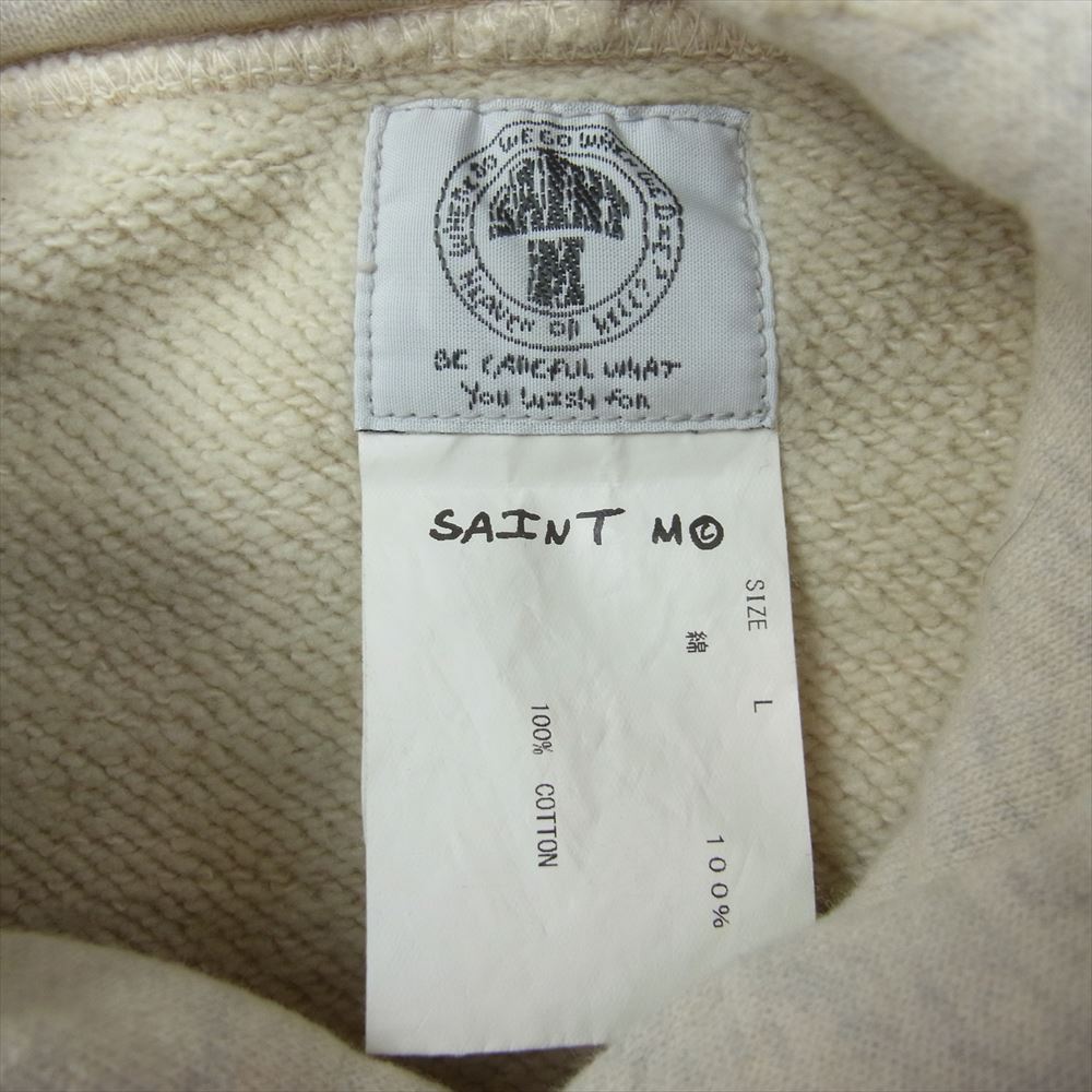 SAINT MICHAEL セントマイケル SM-S21-0000-036 HOODIE アイ ラグランフーディー SAINT Mxxxxxx ユーズド加工 プルオーバー パーカー グレー系 L【中古】