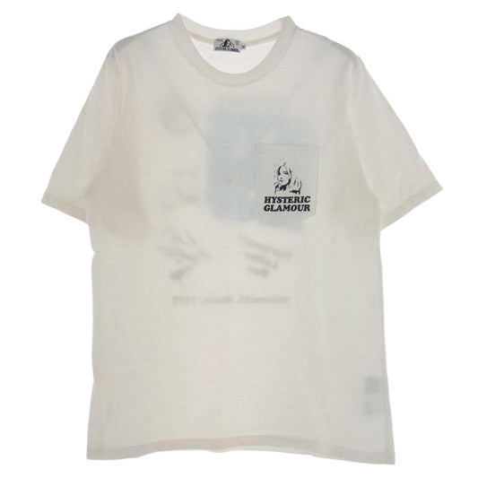 HYSTERIC GLAMOUR ヒステリックグラマー 20SS 02201CT07 PARANOID LETTER BOX パラノイド レター ボックス ポケット Tシャツ ホワイト系 M【中古】