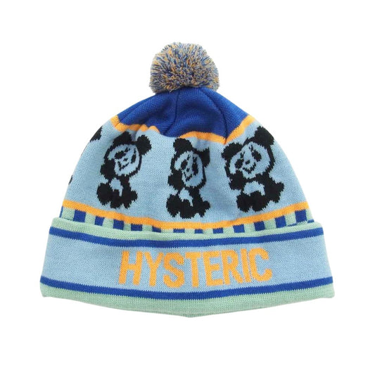 HYSTERIC GLAMOUR ヒステリックグラマー 01223QH03 RAINBOW PANDA レインボー パンダ ボンキャップ ニット 帽子 ライトブルー系 マルチカラー系【中古】