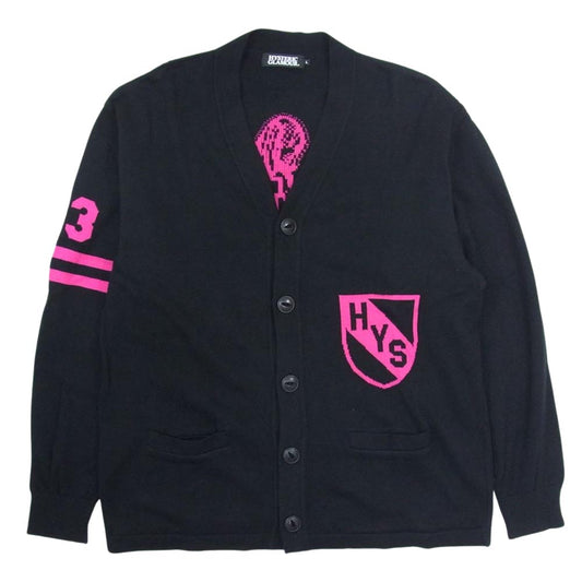HYSTERIC GLAMOUR ヒステリックグラマー 02203ND01 HG LEAGUE編込 カーディガン ブラック系 L【中古】