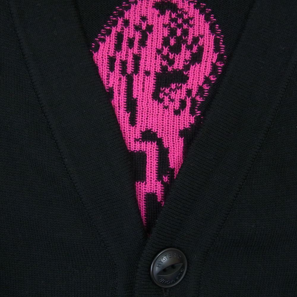 HYSTERIC GLAMOUR ヒステリックグラマー 02203ND01 HG LEAGUE編込 カーディガン ブラック系 L【中古】
