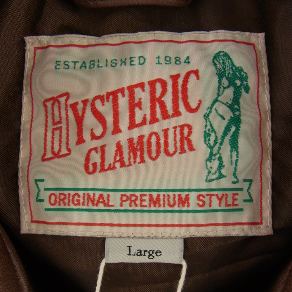 HYSTERIC GLAMOUR ヒステリックグラマー 02203LB03  ラムレザー アビエーター ジャケット ブラウン系 L【極上美品】【中古】